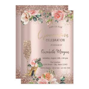 Glitter Glass High Heels,Roses Quinceañera