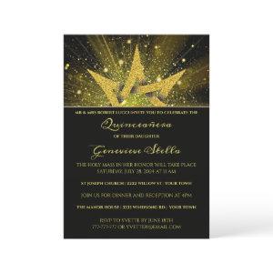Glitter Gold Star Quinceanera