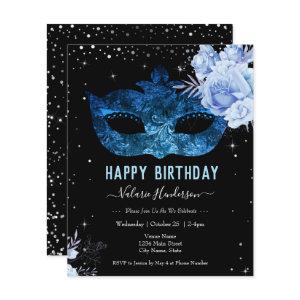 Glitter Light Blue Masquarade Birthday Party