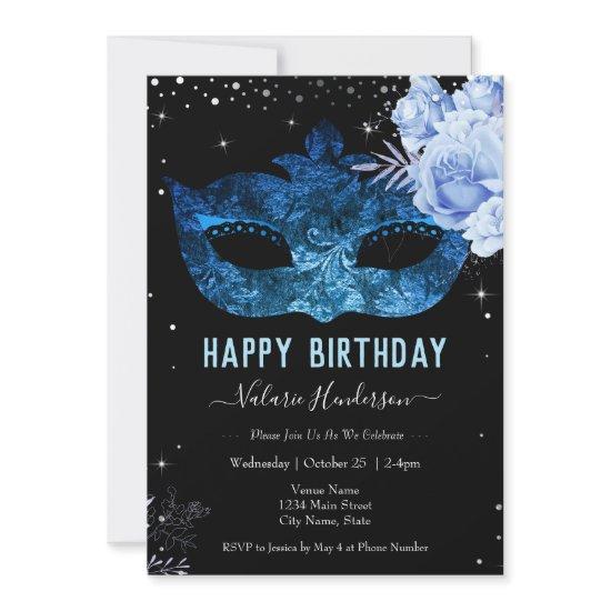 Glitter Light Blue Masquarade Birthday Party