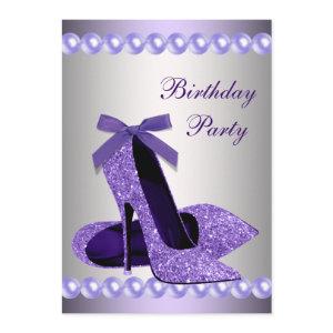 Glitter Pearls Purple High Heels Shoes Birthday