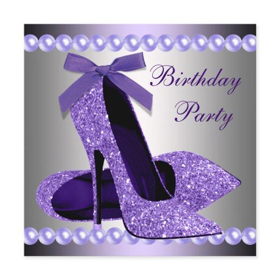 Glitter Pearls Purple High Heels Shoes Birthday