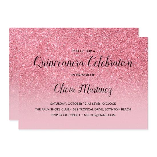 Glitter Pink Ombre Quinceañera