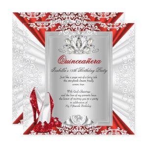 Glitter Quinceanera 15th Birthday Party Red Heels