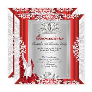 Glitter Quinceanera 15th Birthday Party Red Shoes