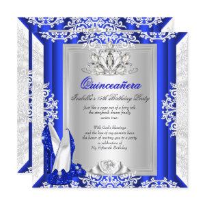 Glitter Quinceanera 15th Birthday Royal Blue Shoes
