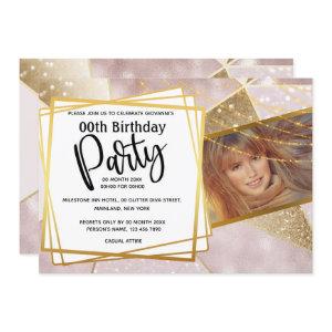 Glitter rose pink gold AGE photo birthday party