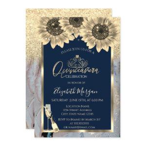 Glitter,Sunflowers,GlassTiara Marble Quinceanera