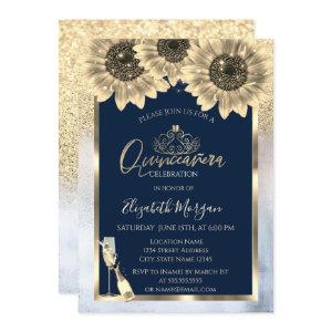Glitter,Sunflowers, Tiara Mettalic  Quinceanera