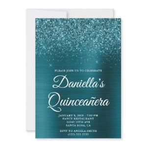 Glittery Dark Teal Foil Quinceañera