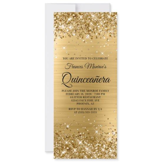 Glittery Gold Foil Quinceañera