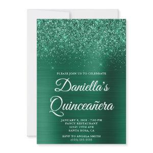 Glittery Hunter Green Foil Quinceañera
