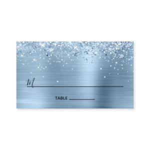 Glittery Light Blue Foil Lined Blank Place Card