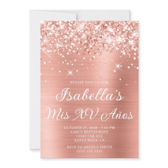 Glittery Pink Peach Foil Mis XV Años Photo