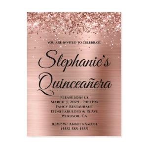 Glittery Rose Gold Foil Quinceañera  Postcard