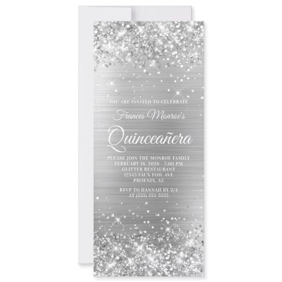 Glittery Silver Foil 15 Quinceañera