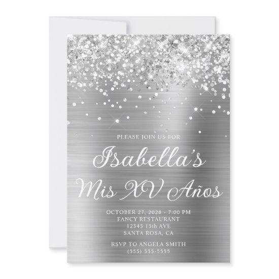 Glittery Silver Foil Mis XV Años Photo