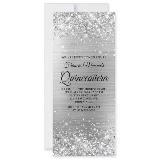 Glittery Silver Foil Quinceañera