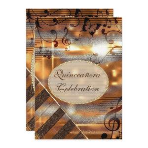 Glittery Silver & Gold Music Notes Quinceañera