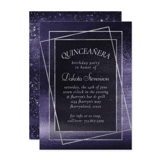 Glitzy Foil | Indigo Midnight Purple Quinceanera