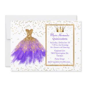 Glitzy Purple and Gold Gown Quinceañera