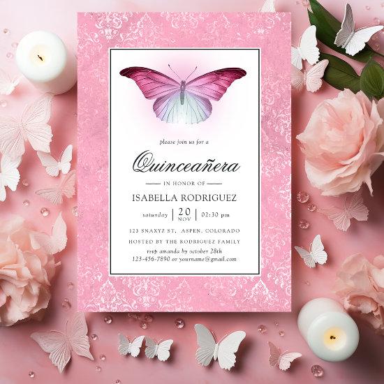 Glowing Pink Butterfly Quinceañera