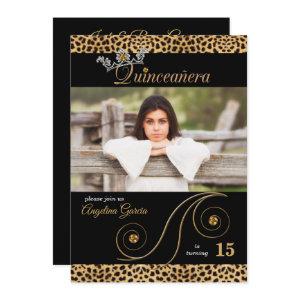Gold and Black Cheetah Print Quinceanera Party