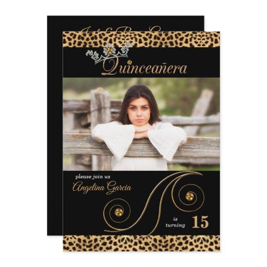 Gold and Black Cheetah Print Quinceanera Party