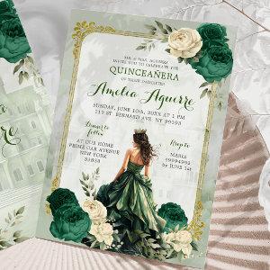 Gold and Emerald Green Castle Princess Quinceañera