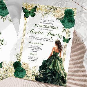 Gold and Emerald Green Royal Princess Quinceañera