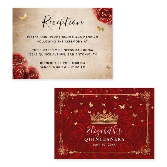 Gold and Red Rose Parchment Elegant Details Enclosure Card
