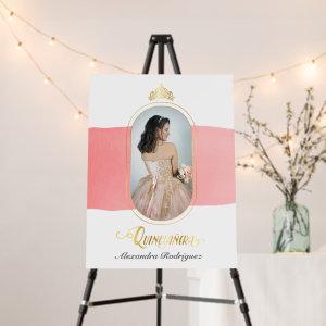 Gold and Rose Pink Photo Quinceanera Foam Board