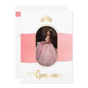 Gold and Rose Pink Photo Quinceanera