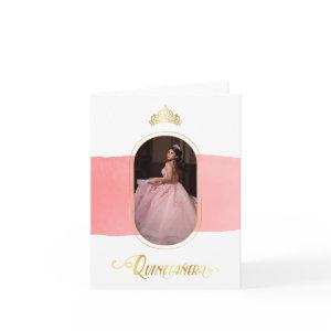 Gold and Rose Pink Photo Quinceanera