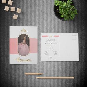 Gold and Rose Pink Photo Quinceanera  Postcard