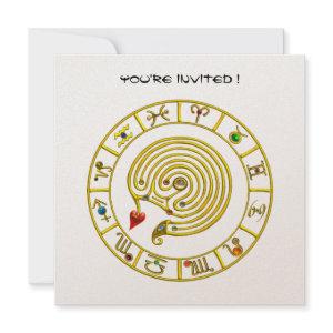 GOLD ASTRAL LABYRINTH Zodiac Signs Chart White