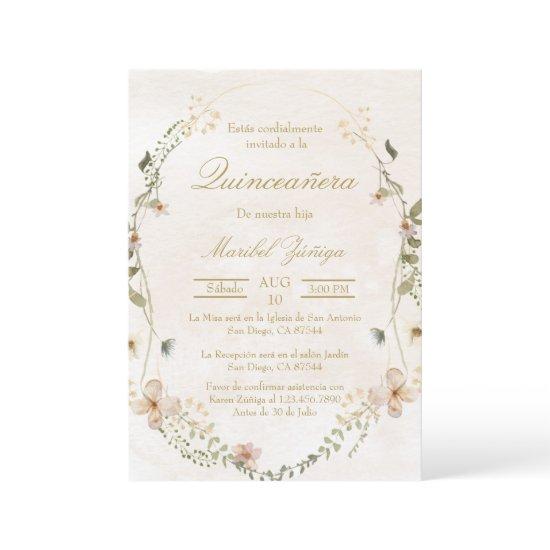 Gold beige w/wreath Quinceanera