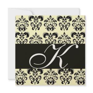 GOLD & BLACK  DAMASK MONOGRAM , white