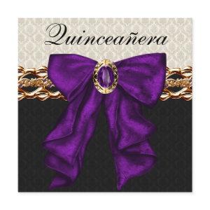 Gold Black Damask Purple  Quinceanera