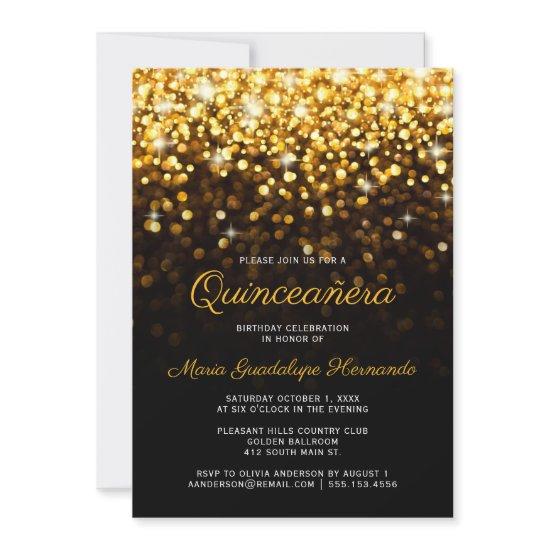 Gold Black Hollywood Glam Quinceañera Birthday