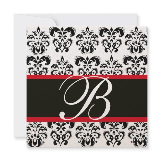 GOLD & BLACK  RED  DAMASK MONOGRAM , white