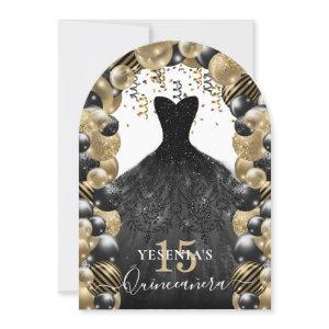 Gold Black Sparkle Dress Quinceanera Balloon