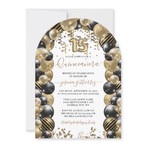 Gold Black Sparkle Quinceanera Balloon