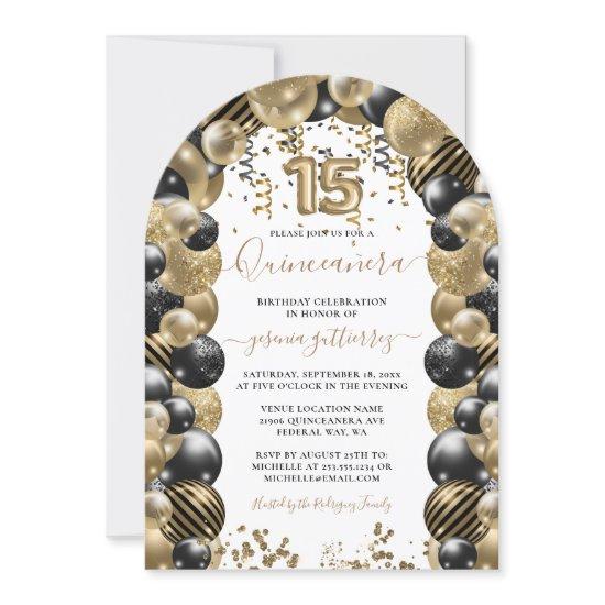 Gold Black Sparkle Quinceanera Balloon