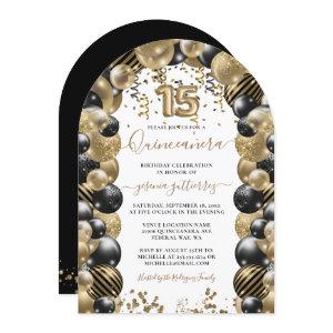 Gold Black Sparkle Quinceanera Balloon