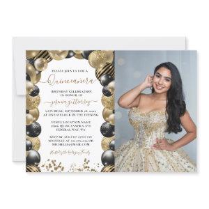 Gold Black Sparkle Quinceanera Balloon Photo