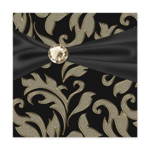 Gold Black Tie Black Damask Party