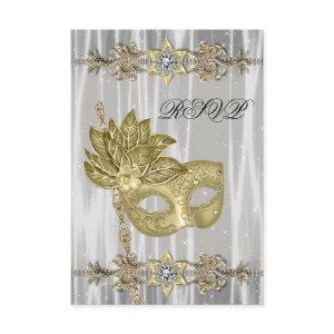 Gold Black White Masquerade Party RSVP