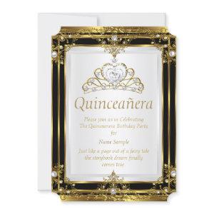 Gold Black White Pearl Princess Quinceanera