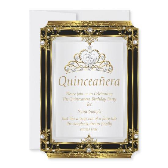 Gold Black White Pearl Princess Quinceanera